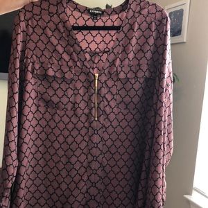 Express pattern zipper front long sleeve shirt